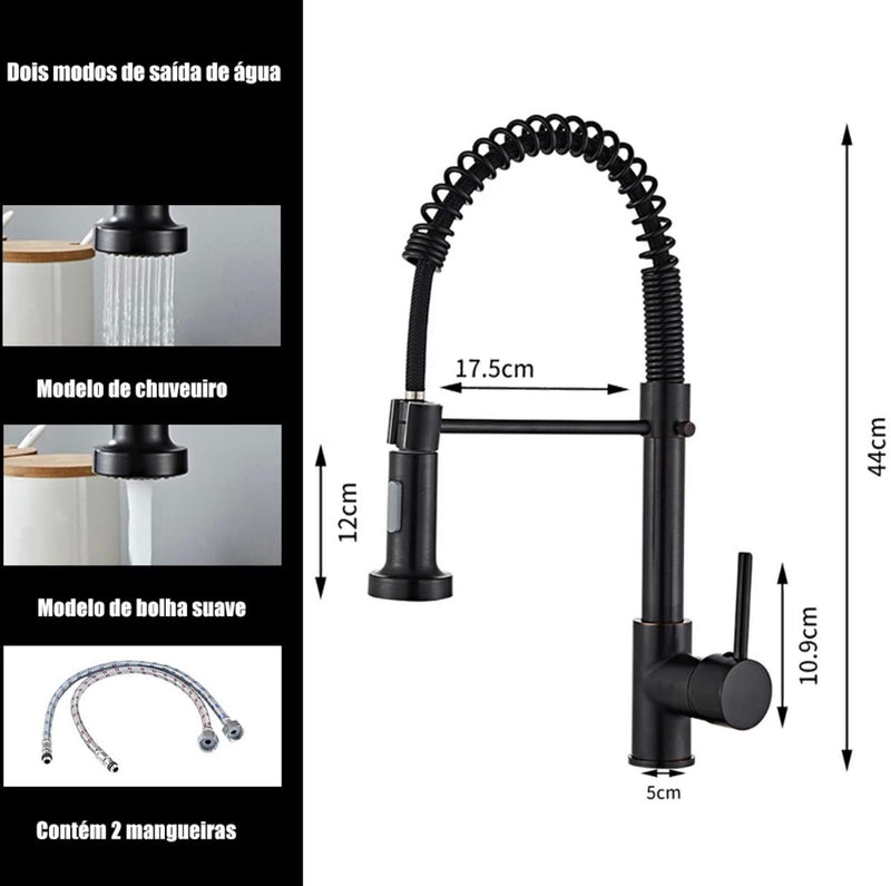 Torneira Cozinha Gourmet Monocomando Com Spray Extensor